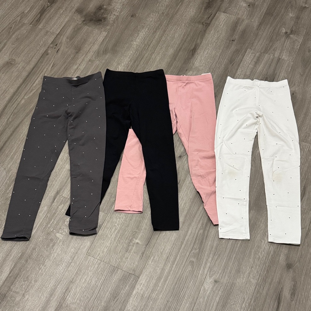 H&M Kids Leggings size 8-9 set of 4 and M Cat and Jack black leggings